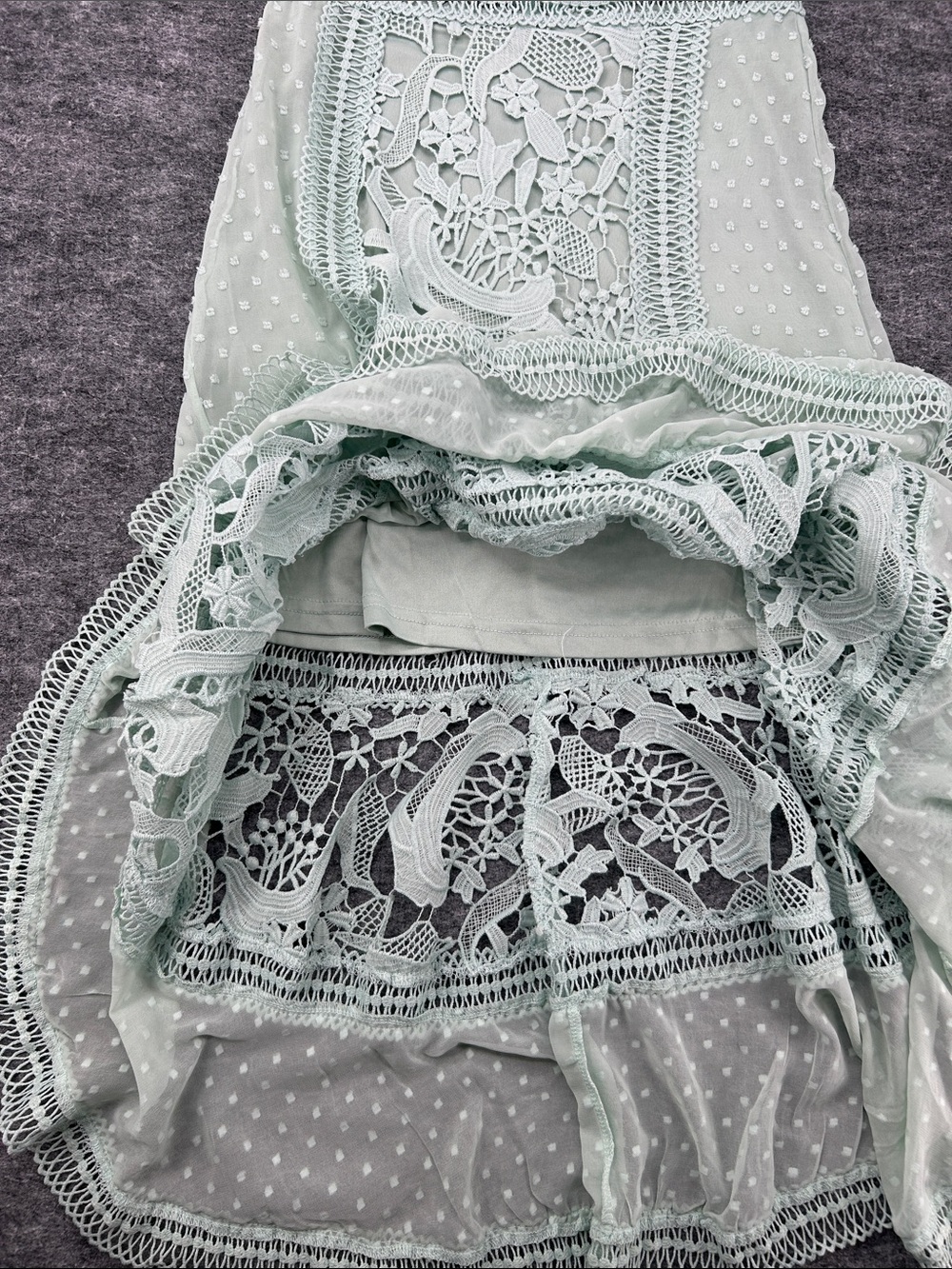 Just Me Women’s Mint Green Dress with Delicate Crochet Trim - Picture 6 of 11